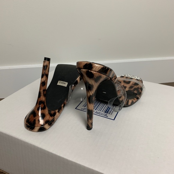 Leopard sole open toe stiletto heeled mule - Picture 5 of 8